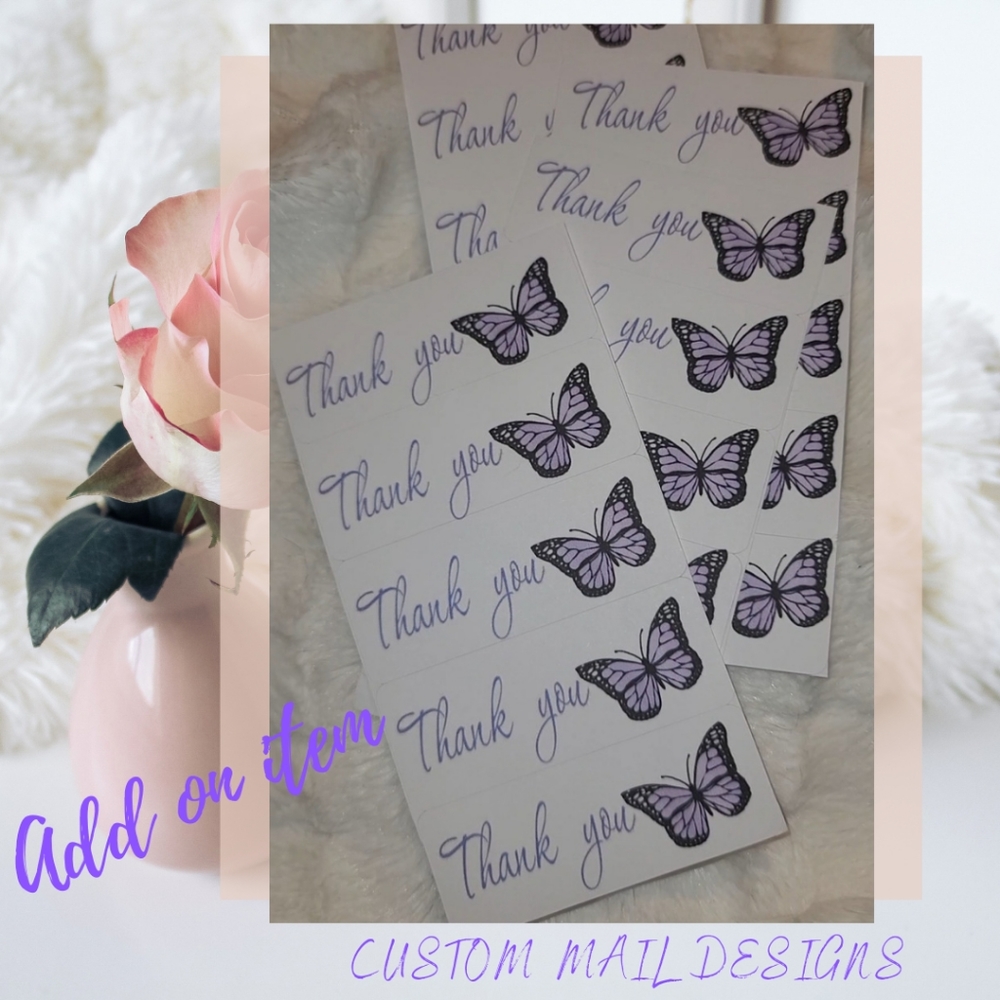 60 ct Beautiful Stickers lavender butterfly